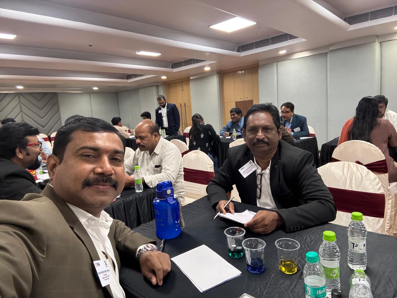 At a business networking event with fellow entrepreneurs
