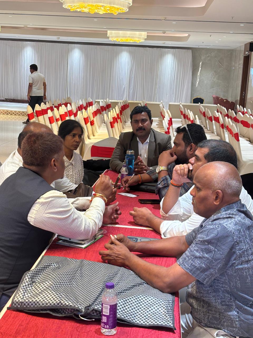 Business opportunity discussion with a group of partners